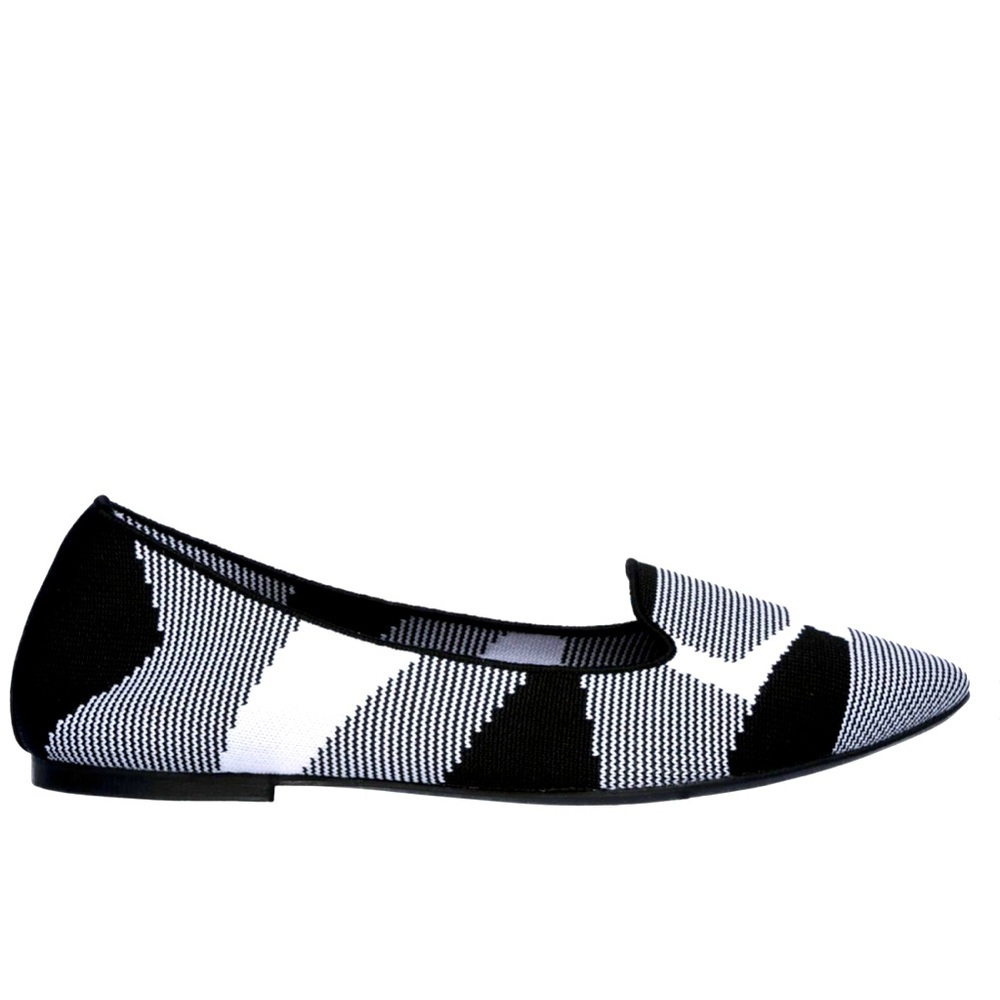 Sketchers White Black Cleo Sherlock Memory Foam Flats 7 Air Cooled